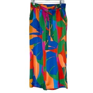 Eliane Rose vibrant multicolor tropical print satin pants size M – Flaw
